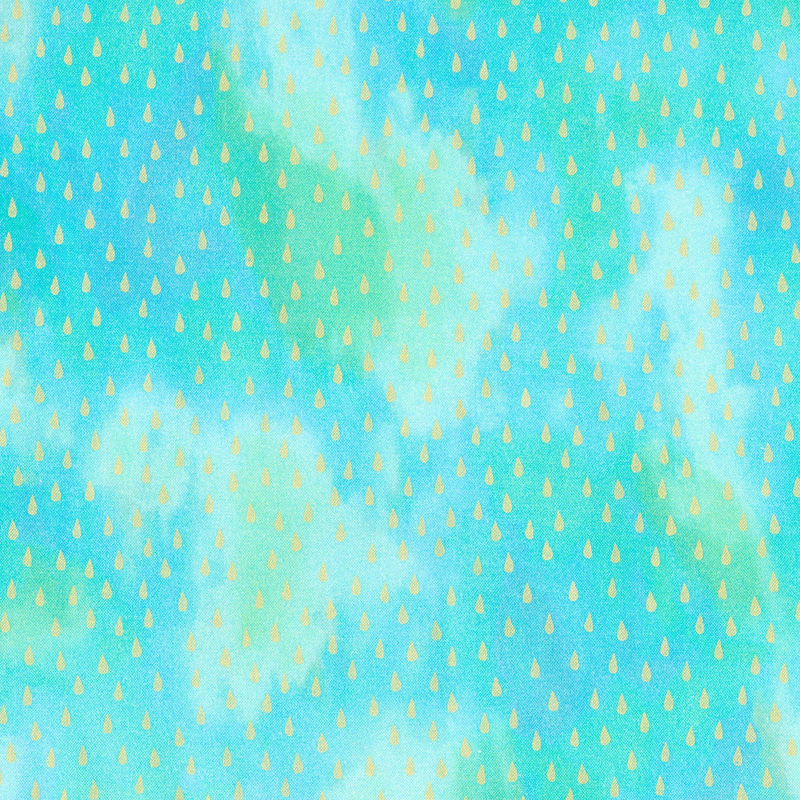 Chromaticity - Raindrops Mint Metallic Yardage