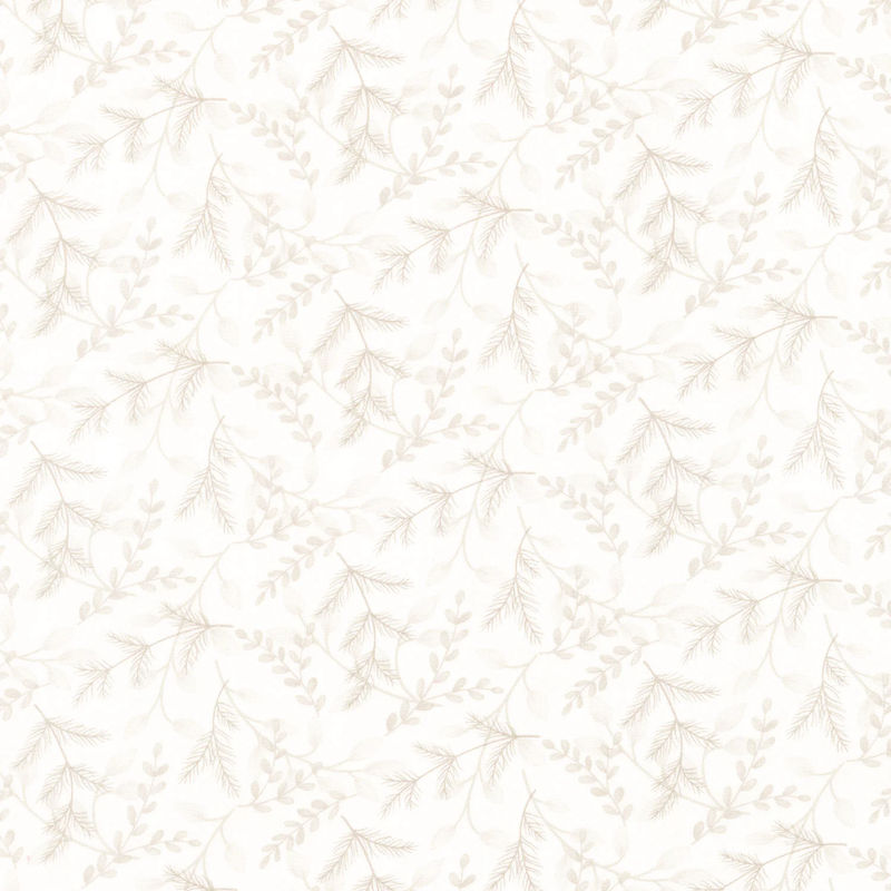 Woodland Winter - Winter Greenery Monotone Snowy White Yardage