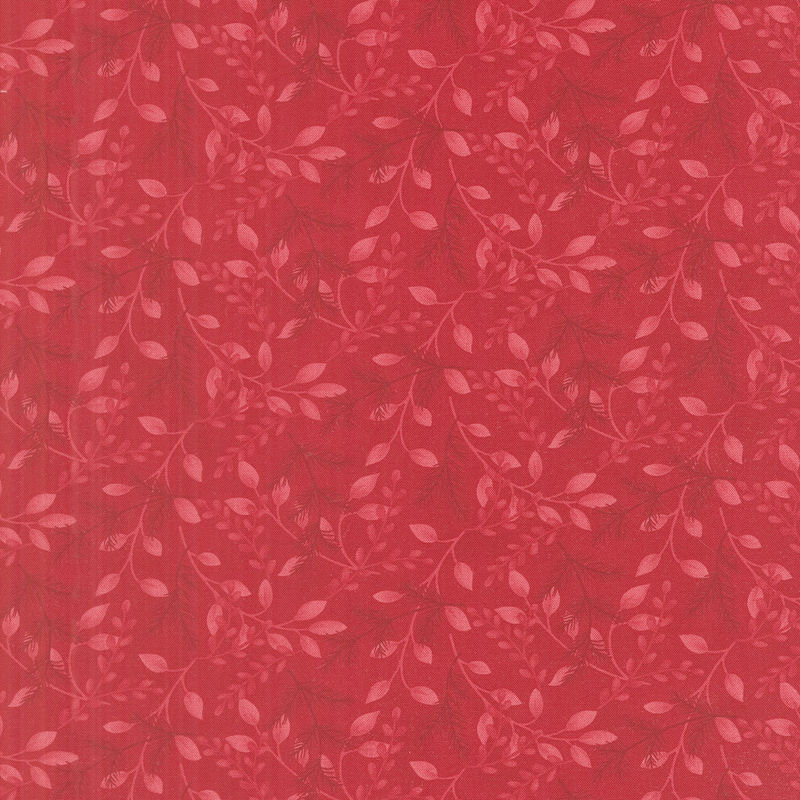 Woodland Winter - Winter Greenery Monotone Cardinal Red Yardage