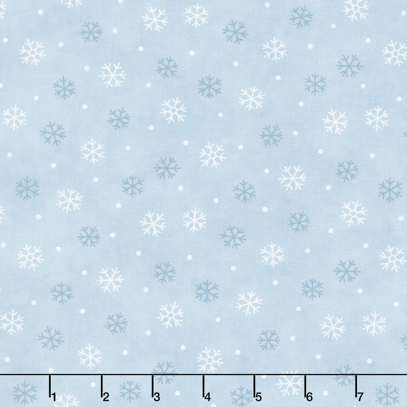 Woodland Winter - Snowflake Toss Sky Blue Yardage
