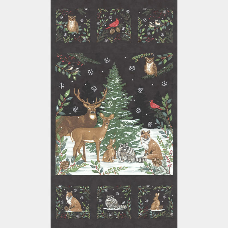Woodland Winter - Woodland Winter Charcoal Black Panel