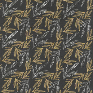 Woodland and Wildflowers - Leaf Lore Charcoal Yardage
