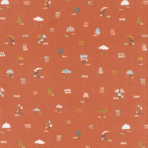 Woodland and Wildflowers - Micro Mushrooms Rust Yardage