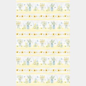 Zest For Life - Daisy and Lemon Jars Repeating Stripe Multi Yardage