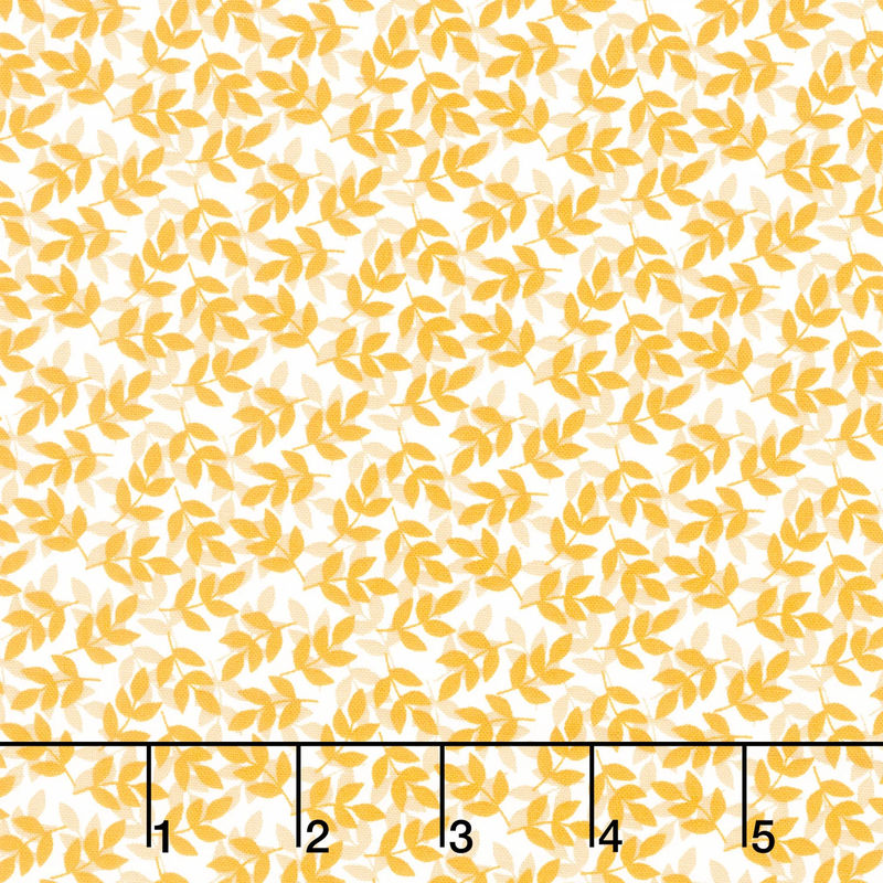 With A Flourish - Leaves Mustard Yardage