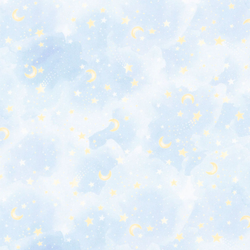 Wish & Wonder - Stars and Moon On Clouds Sky Yardage