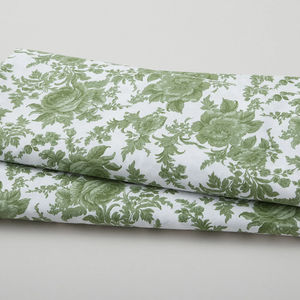 Fleur de Fleur - Large Floral on White Green 108" Wide 3 Yard Cut