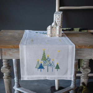 Modern Pine Tree Table Runner Embroidery Kit