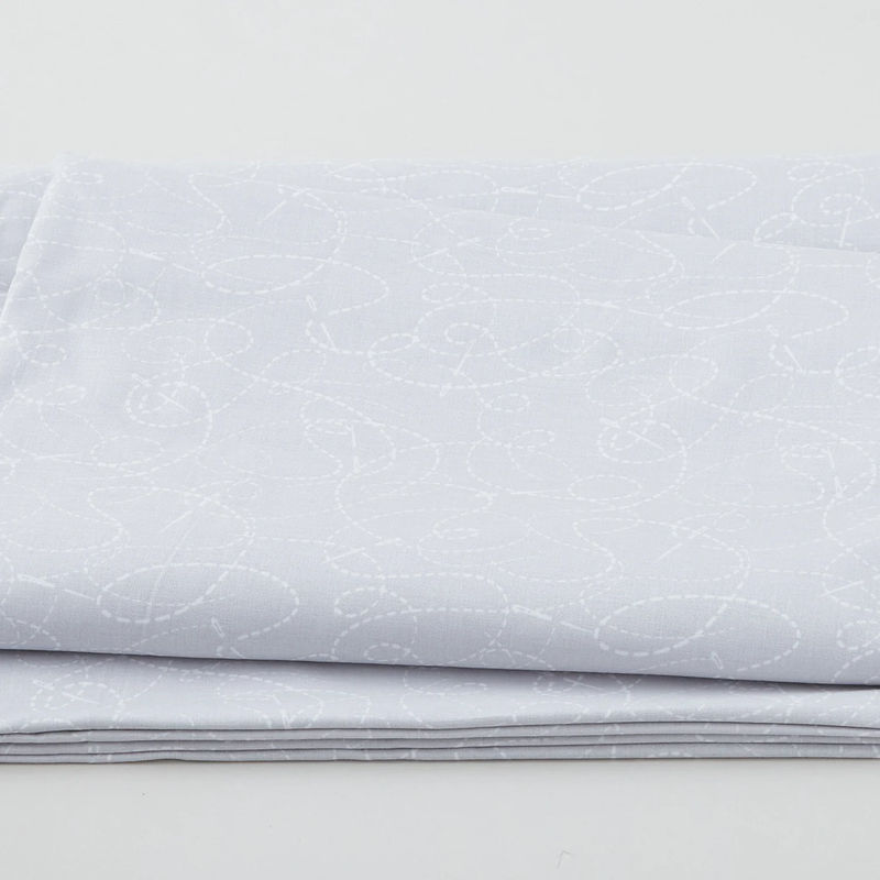 Needle & Thread - Threaded Lines & Needle White on Light Grey 108" Wide 3 Yard Cut
