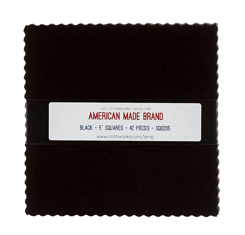 American Made Brand Cotton Solids Black Charm Pack