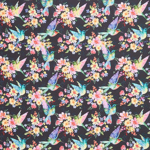 A Hummingbird's Charm - Pretty Pollinators Black Yardage