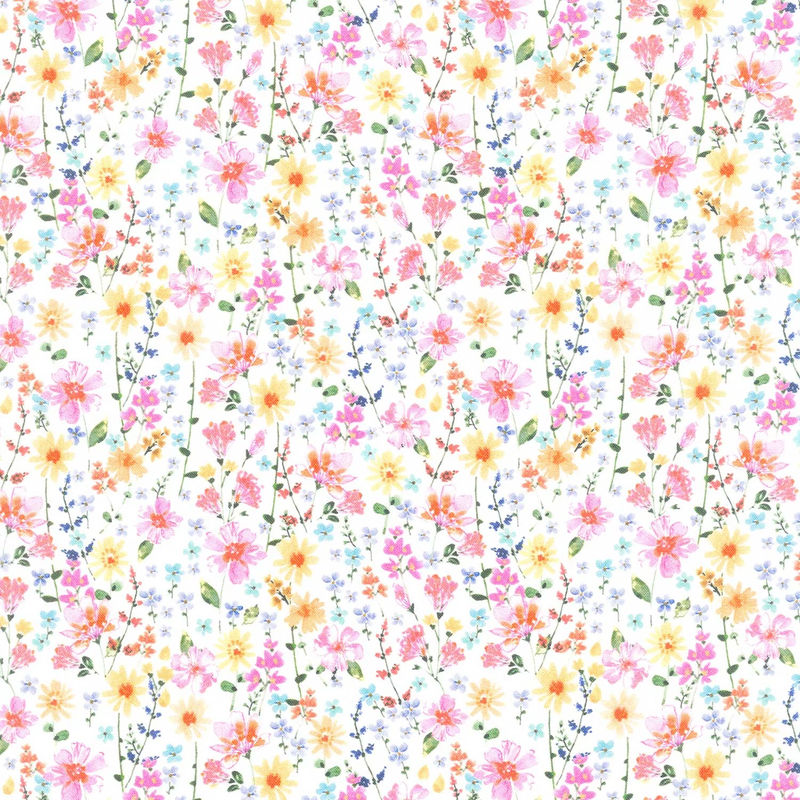 A Hummingbird's Charm - Wildflowers Ivory Yardage