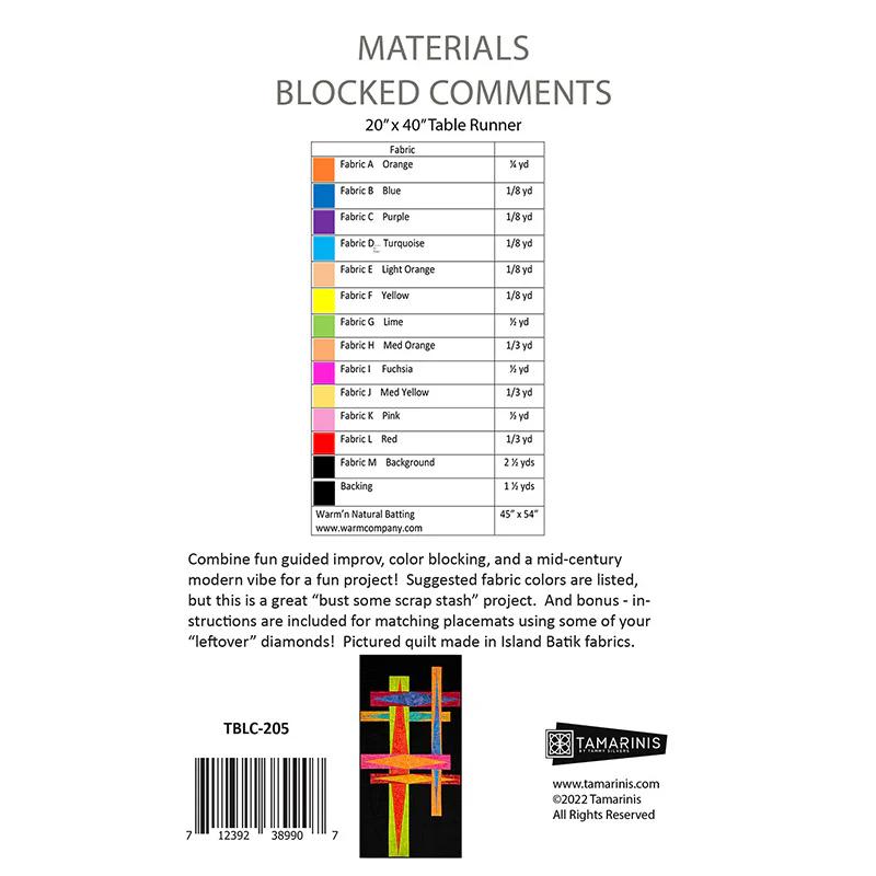 Blocked Comments Table Runner Pattern