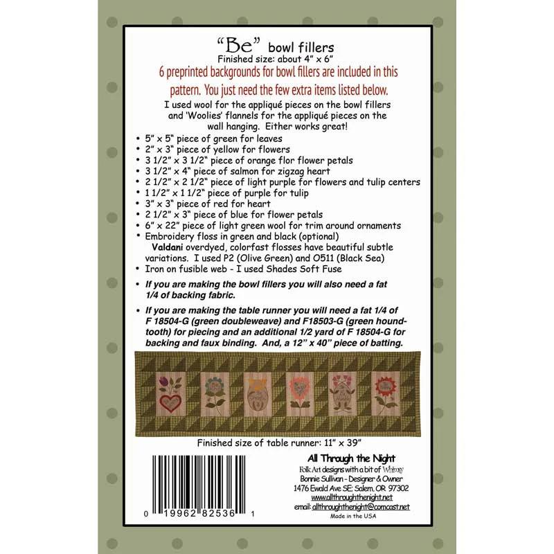 "Be" Bowl Fillers Pattern