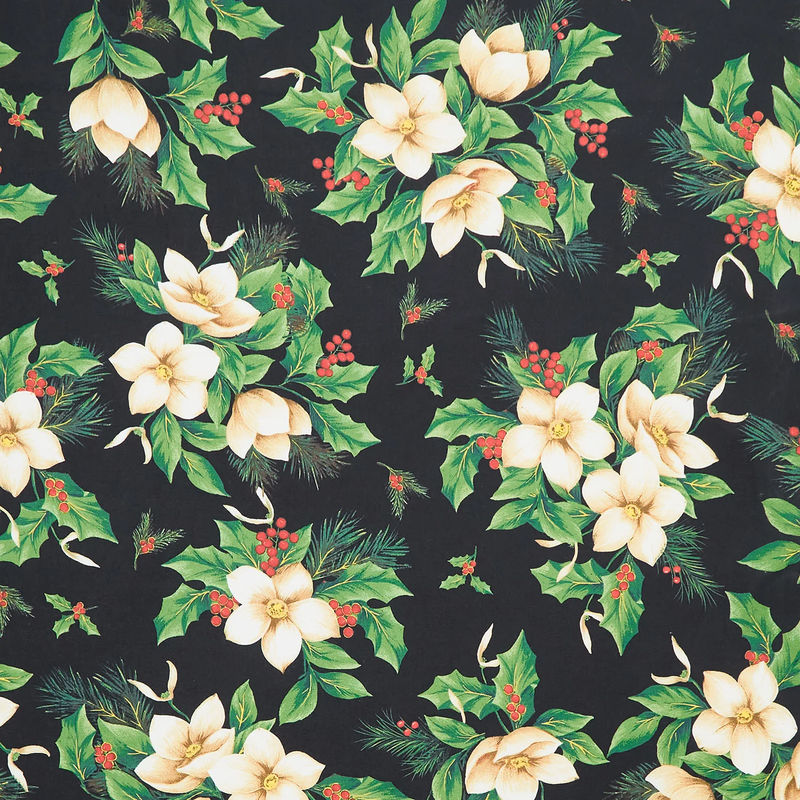 108" Quilt Back - Christmas Blooms 108" Wide Backing Black