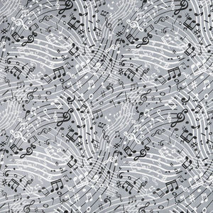 108" Quilt Back - Grey Music 108" Wide Backing