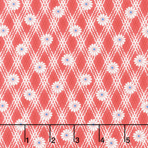 30's Playtime - Daisy Chain Scarlet Yardage