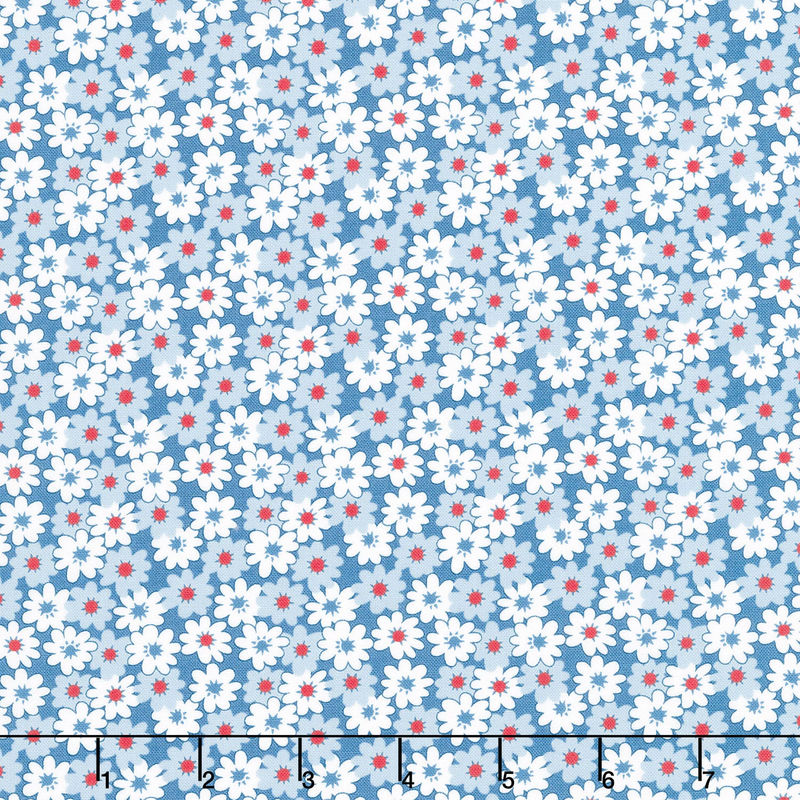 30's Playtime - Friendly Florals Bluebell Yardage