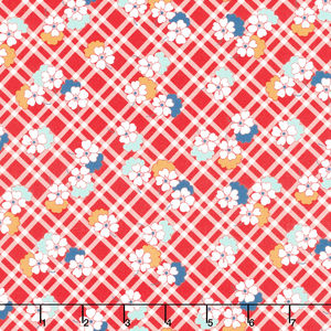 30's Playtime - Picnic Posies Scarlet Yardage