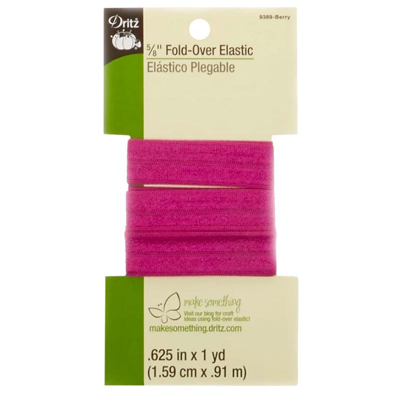 5/8" Fold Over Elastic - 1yd Berry