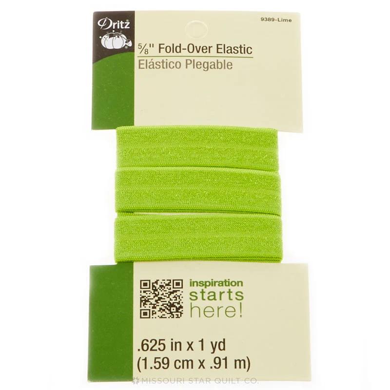 5/8" Fold Over Elastic 1yd Lime