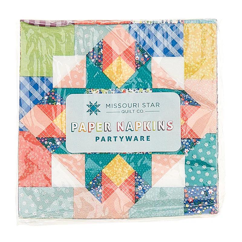 6.5" Bright Patchwork Paper Napkins