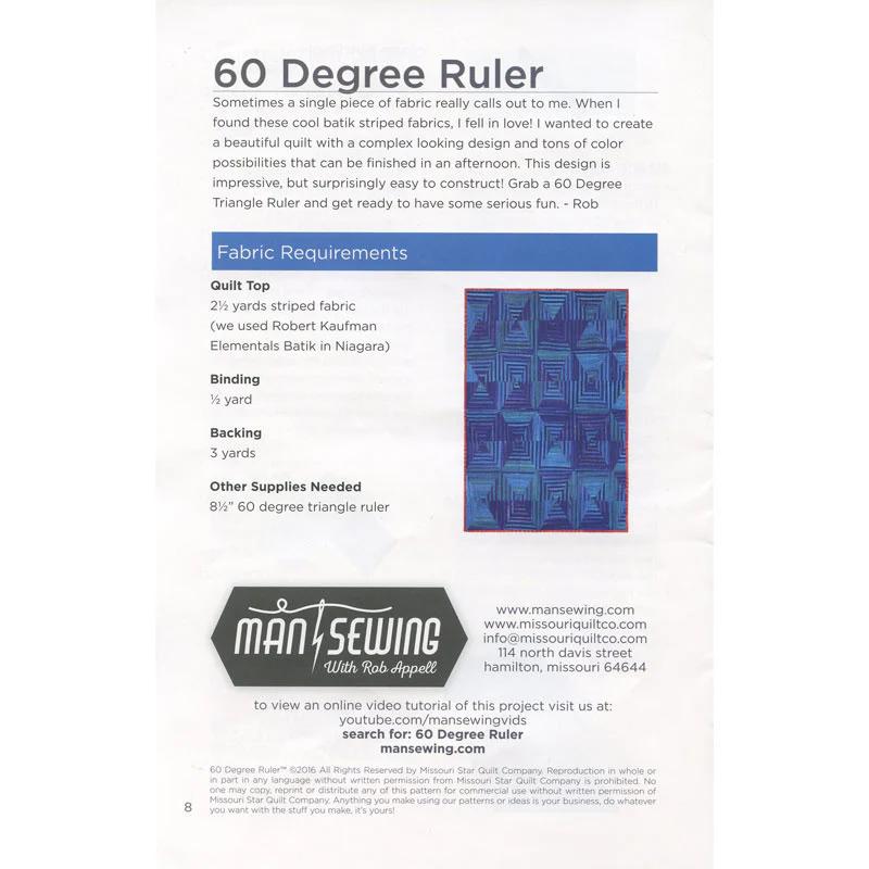 60 Degrees Quilt Pattern from Man Sewing