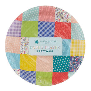 9" Bright Patchwork Paper Plates