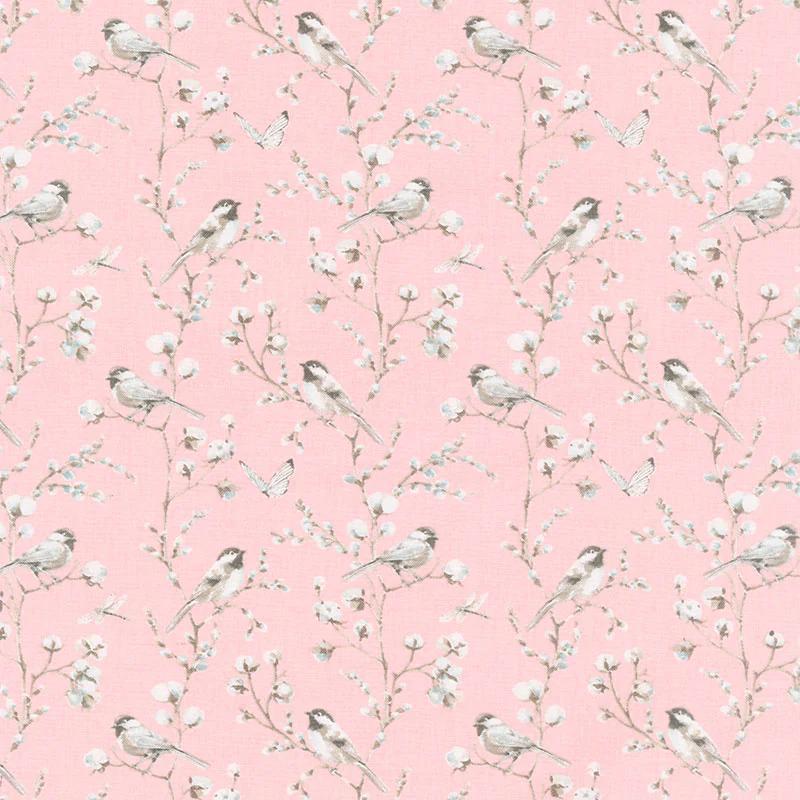 A Country Weekend - Birds and Butterflies Coral Yardage