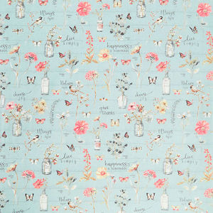 A Country Weekend - Floral Bottles Seaglass Yardage