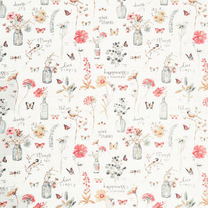 A Country Weekend - Floral Bottles White Yardage