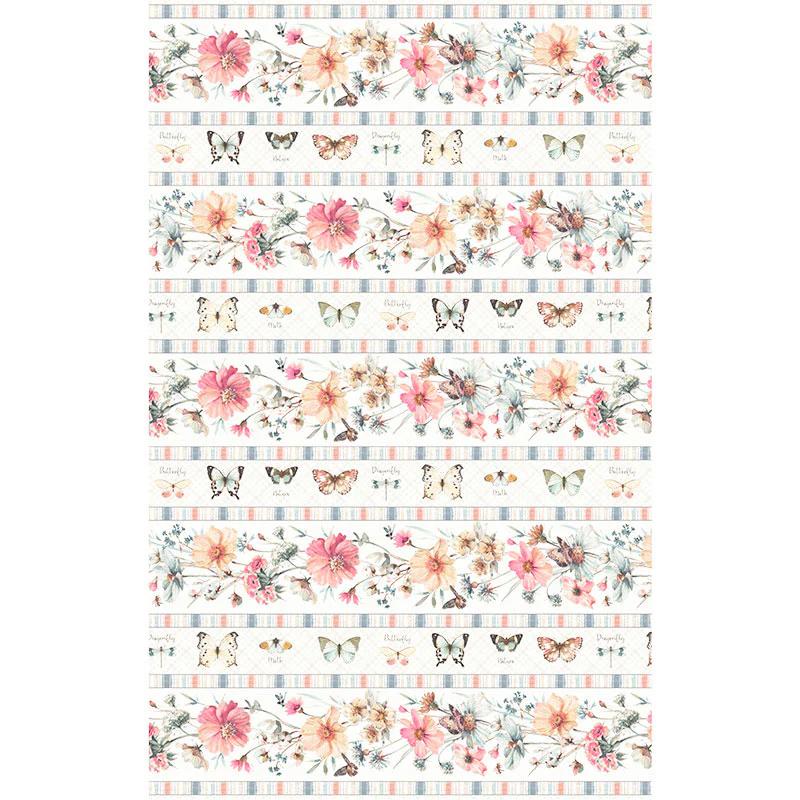 A Country Weekend - Floral Repeating Stripe Multi Yardage