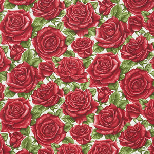 A Festival of Roses - Festive Roses Green Yardage