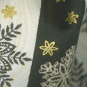 A Festive Season ll - Snowflake Stripe Black/Cream Metallic Yardage