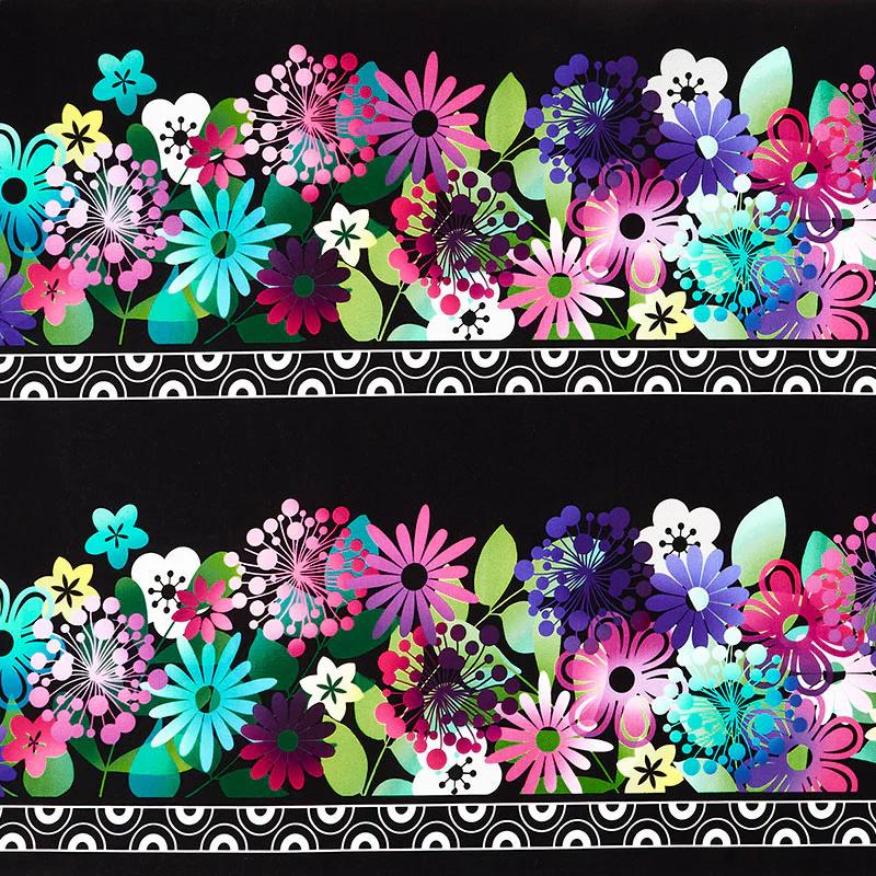 A Groovy Garden - Border Stripe Purple Yardage