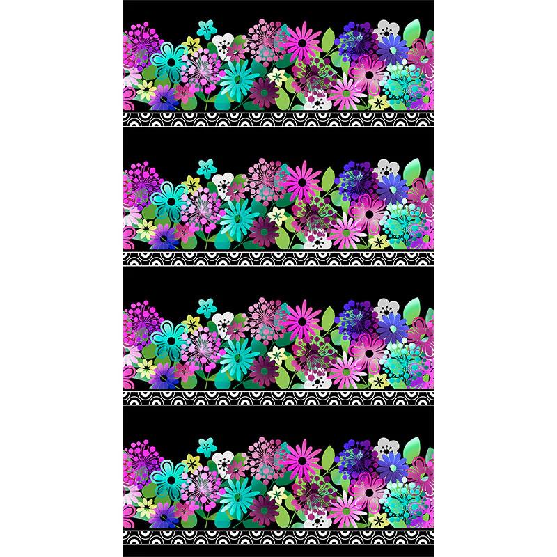 A Groovy Garden - Border Stripe Purple Yardage