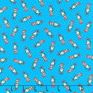 A Little Dr. Seuss - Cat Blue Yardage