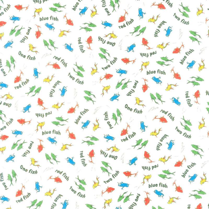 A Little Dr. Seuss - Fish White Yardage