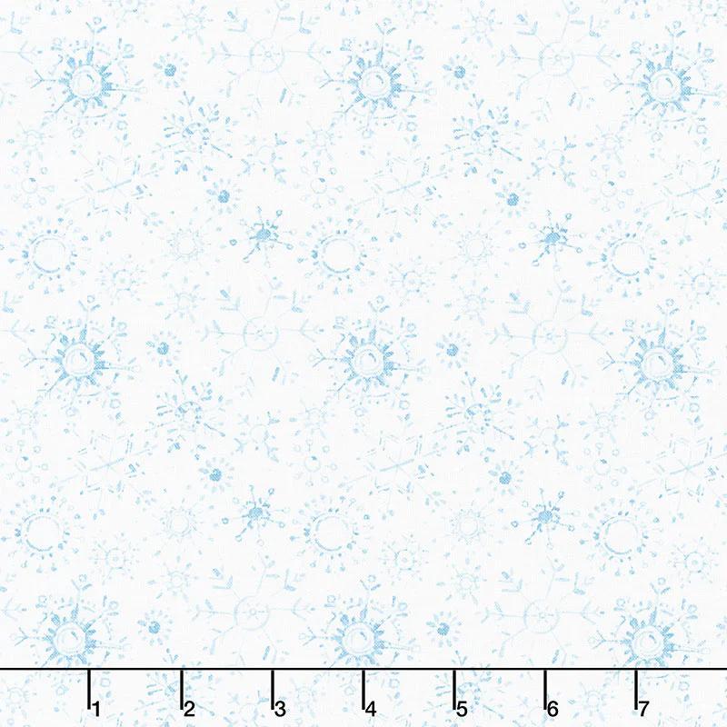 A Magical Christmas - Snowflakes Allover White Blue Yardage