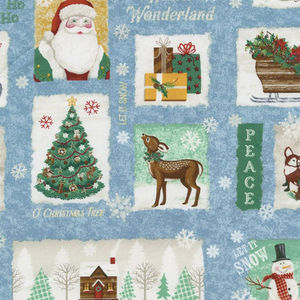 A Time of Wonder - Christmas Patch Light Blue Yardage