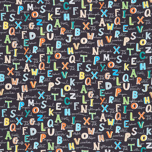 A to Zoo - Animal Names Black Yardage