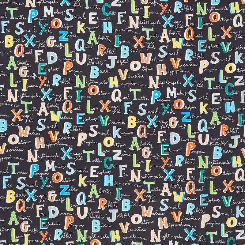 A to Zoo - Animal Names Black Yardage