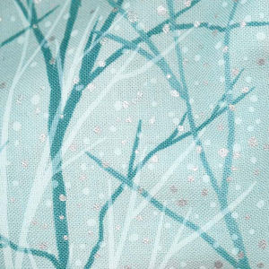 A Walk on the Path - Teal Branches Metallic Yardage