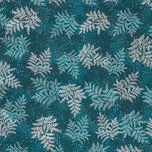 A Walk on the Path - Teal Ferns Lagoon Metallic Yardage