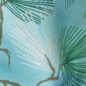 A Walk on the Path - Teal Pine Branches Metallic Yardage