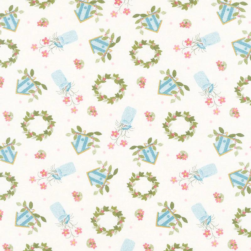 A Wooly Garden - Garden Toss Ivory Yardage