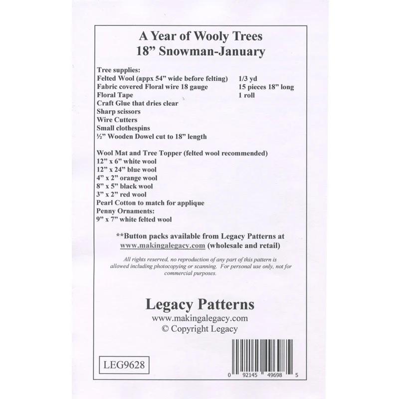 A Year of Wooly Trees Pattern - January Snowman