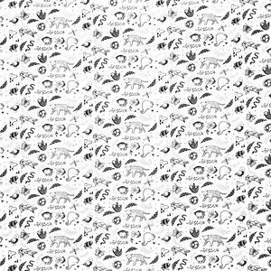 ABC Menagerie - Creatures White Yardage