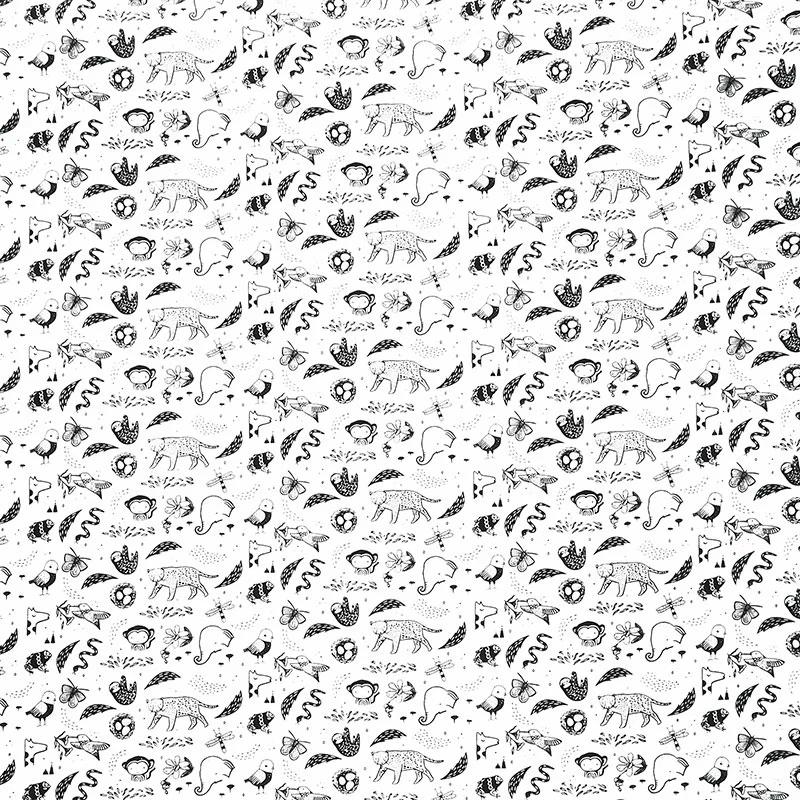 ABC Menagerie - Creatures White Yardage