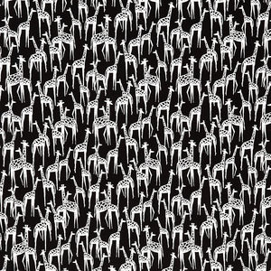 ABC Menagerie - Giraffes Black Yardage